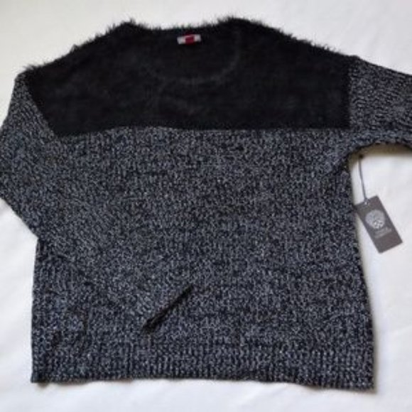 Vince Camuto Eyelash Sweater Women's M Black Marled Pullover New - Picture 1 of 5